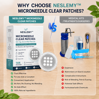 ✨2-in-1 Microneedle & Hydrocolloid Patch🍀| Removes Raised Moles, Acne, Flat Warts & Skin Tags | Helps Improve Wrinkles, Scars & Blemishes | Invisible Patches for Face & Body