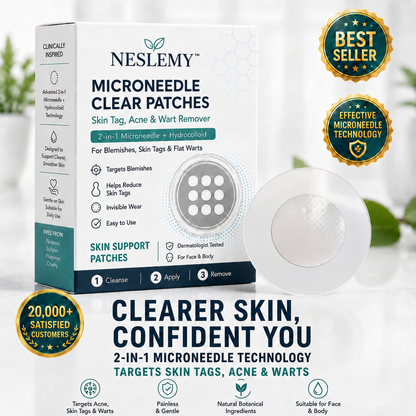 ✨2-in-1 Microneedle & Hydrocolloid Patch🍀| Removes Raised Moles, Acne, Flat Warts & Skin Tags | Helps Improve Wrinkles, Scars & Blemishes | Invisible Patches for Face & Body
