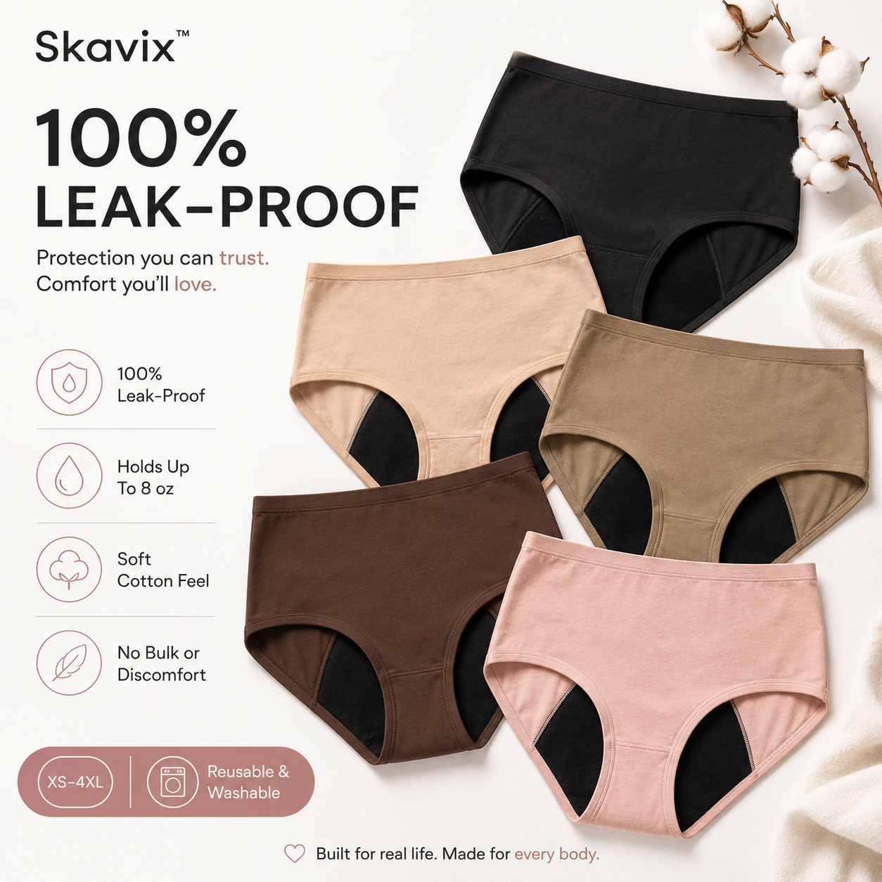 🏥Limited-Time 60% Off |Skavix™ 100% Leak-Proof Underwear