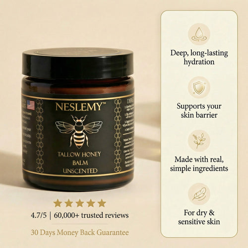 NESLEMY Organic Tallow Honey Balm to Help Erase Fine Lines, Wrinkles, and Age Spots