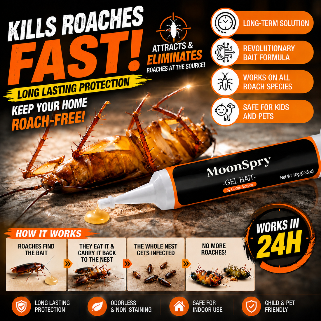 🔥2026 Upgraded Formula] Professional Cockroach Gel Bait – Eliminates Entire Nest